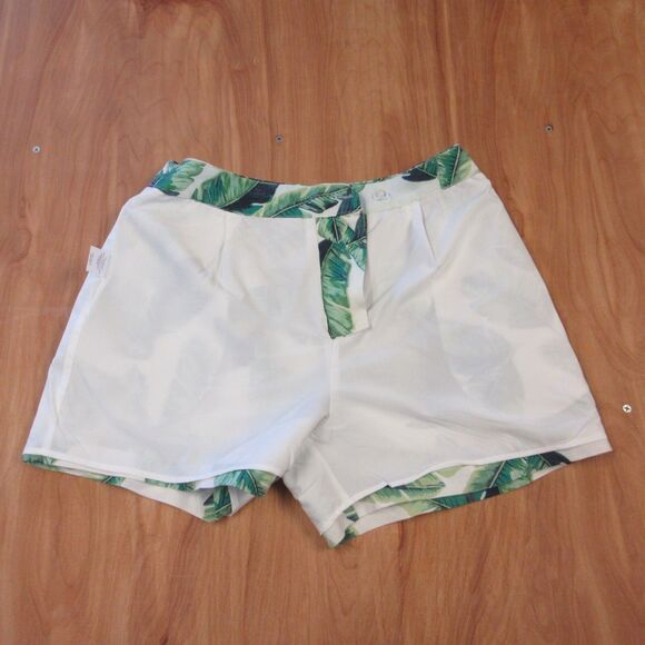 AMANDA UPRICHARD Wallace Beverly Linen Blend Shorts XS Banana Leaf Palm Leaves - Picture 9 of 13